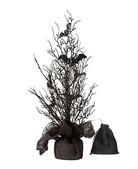 Glitzhome 20" Halloween Lighted Bats Table Top Tree
