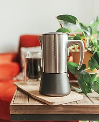 Grosche Milano Steel Stainless Steel Stovetop Espresso Maker Moka Pot 10 Espresso Cup Size 16.9 oz