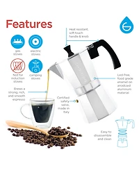 Grosche Milano Stovetop Espresso Maker Moka Pot 3 Espresso Cup Size 5 oz