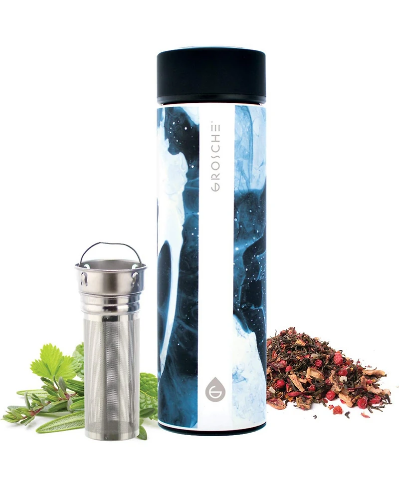 Grosche Chicago Insulated Tea Infuser Bottle, 15.2 fl oz Capacity with Long