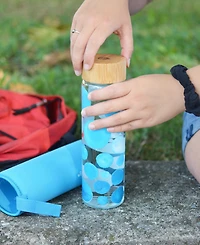 Grosche Venice Glass Water Bottle with Bamboo Lid and Protective Sleeve, 22.6 fl oz Capacity