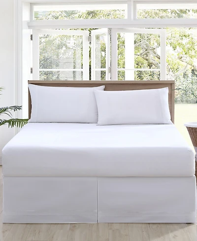 Tommy Bahama Home Solid Pleated Cotton Sateen Tailored Bed Skirt, Queen