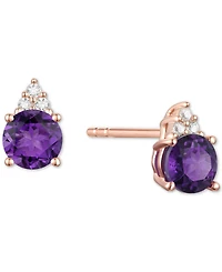 Gemstone & Diamond Accent Stud Earrings
