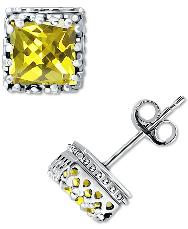 Giani Bernini Cubic Zirconia Princess Stud Earrings Sterling Silver, Created for Macy's