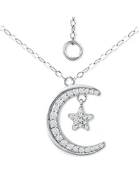 Giani Bernini Cubic Zirconia Moon & Star Pendant Necklace, 16" + 2" extender, Created for Macy's