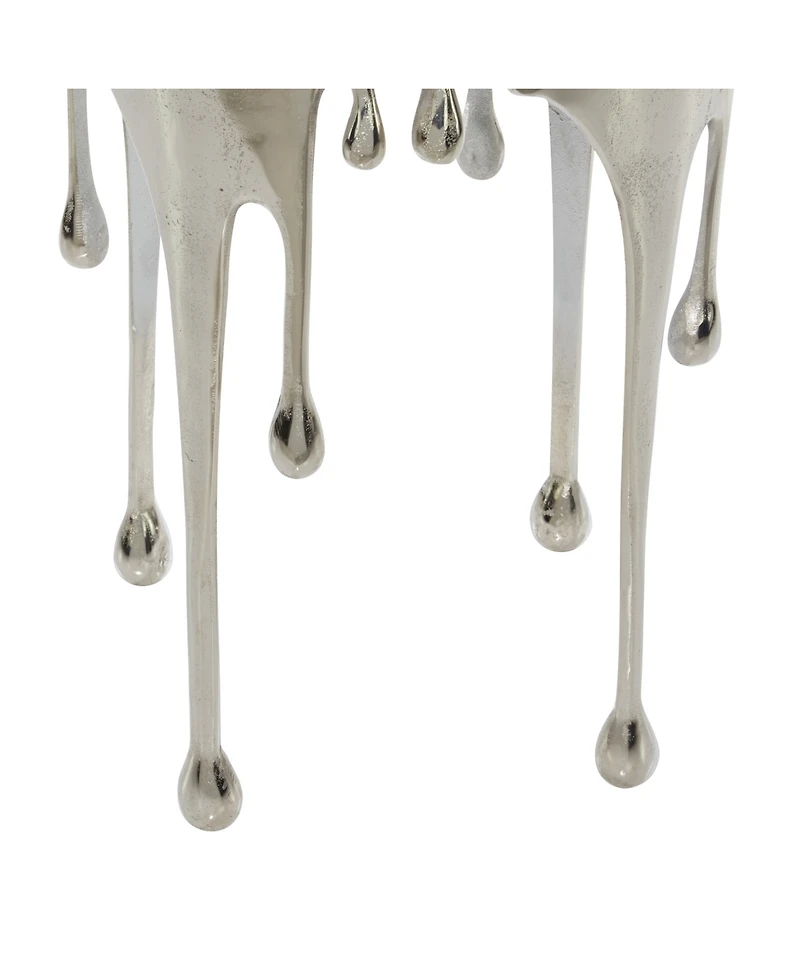 Rosemary Lane Aluminum Drip Accent Table with Melting Design and Shaded Glass Top, 16" x 16" x 25"