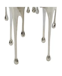 Rosemary Lane Aluminum Drip Accent Table with Melting Design and Shaded Glass Top, 16" x 16" x 25"