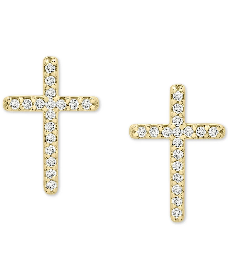 Wrapped Diamond Cross Stud Earrings (1/10 ct. t.w.) 14k Gold or white gold, Created for Macy's