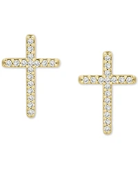 Wrapped Diamond Cross Stud Earrings (1/10 ct. t.w.) 14k Gold or white gold, Created for Macy's