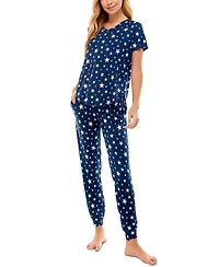 Roudelain V-Neck T-Shirt & Jogger Pants Pajama Set