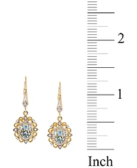 Aquamarine (3/4 ct. t.w.) & Diamond (1/8 ct. t.w.) Halo Drop Earrings in 14k Gold-Plated Sterling Silver
