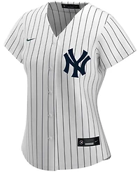 Women's Derek Jeter White and Navy New York Yankees Home Replica Player Jersey