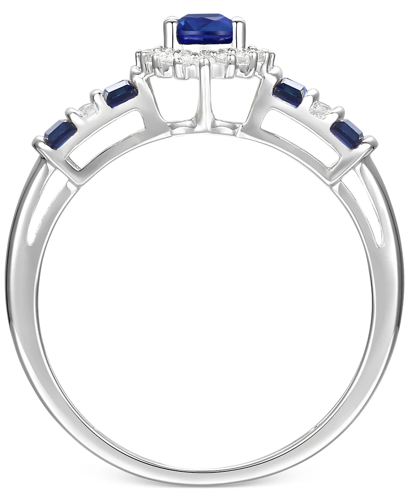 Sapphire (1 ct. t.w.) & Diamond (1/8 Ring (Also Emerald Ruby) 14k Gold