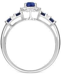 Sapphire (1 ct. t.w.) & Diamond (1/8 Ring (Also Emerald Ruby) 14k Gold