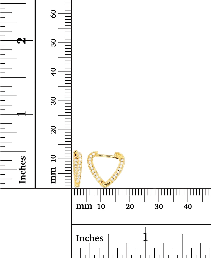 Cubic Zirconia Heart Hoop Earrings