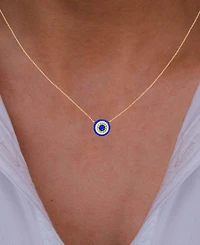 Lab-Grown Blue Spinel (3/4 ct. t.w.) Cubic Zirconia Evil Eye 18" Pendant Necklace in 14k Gold-Plated Sterling Silver