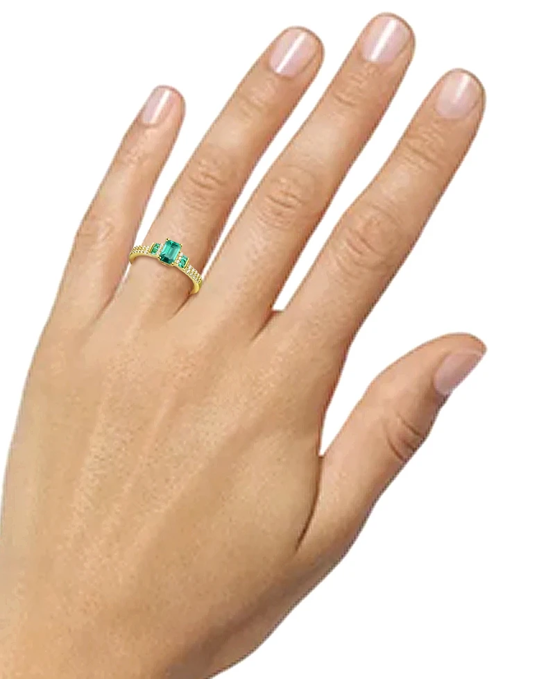 Sapphire (7/8 ct. t.w.) & Diamond (1/6 Ring 14k White Gold (Also Emerald Ruby)