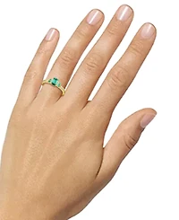 Sapphire (7/8 ct. t.w.) & Diamond (1/6 Ring 14k White Gold (Also Emerald Ruby)