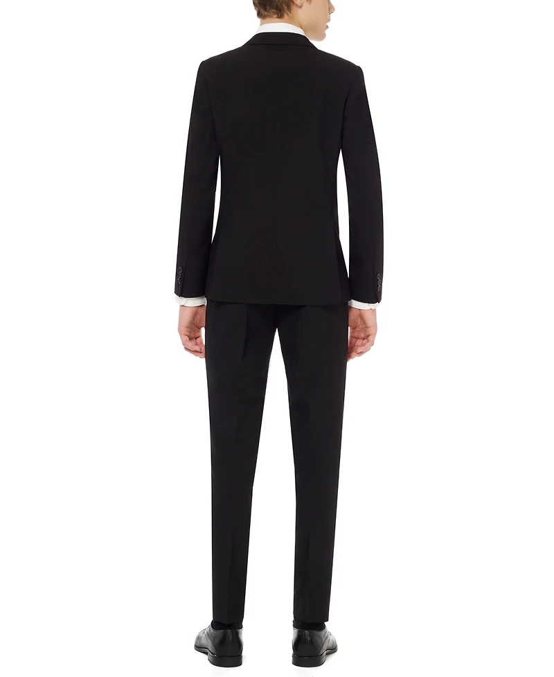 OppoSuits Big Boys Black Knight Slim Fit Solid Suit Including Blazer, Pants and Clip-On-Tie