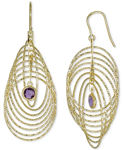 Garnet Bezel Spiral Drop Earrings (2 ct. t.w.) 14k Gold-Plated Sterling Silver (Also Amethyst)