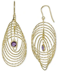 Garnet Bezel Spiral Drop Earrings (2 ct. t.w.) 14k Gold-Plated Sterling Silver (Also Amethyst)