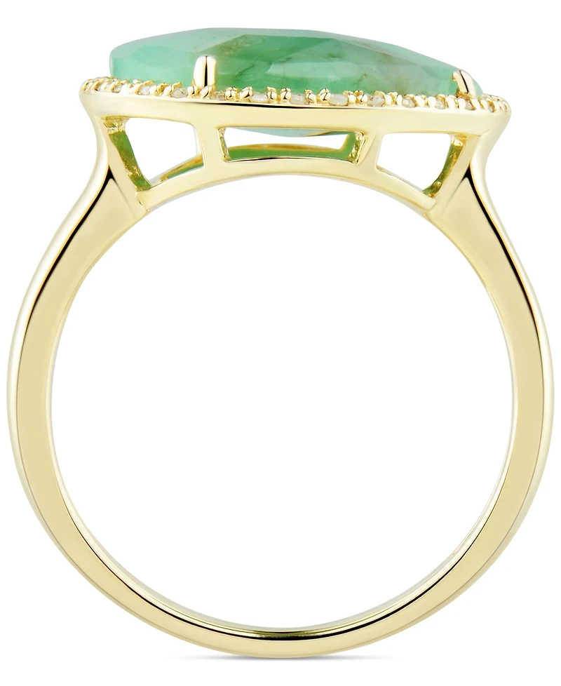 Emerald (4 ct. t.w.) & Diamond (1/10 ct. t.w.) Statement Ring in 14k Gold (Also in Ruby & Sapphire)