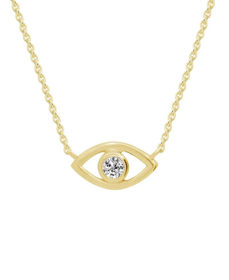 Cubic Zirconia Evil Eye Gold Plate Necklace in Gift Card Box
