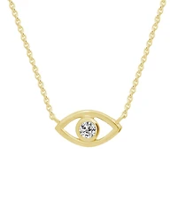 Cubic Zirconia Evil Eye Gold Plate Necklace in Gift Card Box