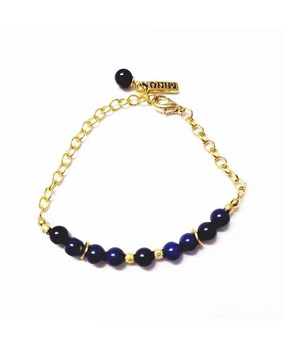 Women's Chain Bracelet with Blue Lapis Beads
