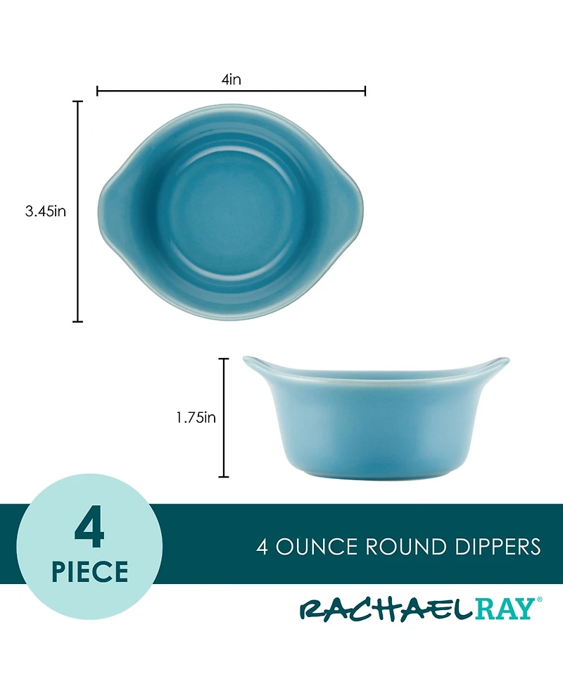 Rachael Ray Ceramics Round Ramekin Dipper Cups, Set of 4
