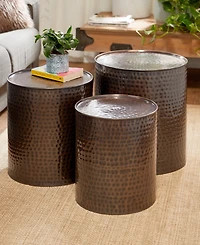 Metal Industrial Accent Table Set, 3 Piece