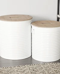 Farmhouse Storage Stool, Set of 2
