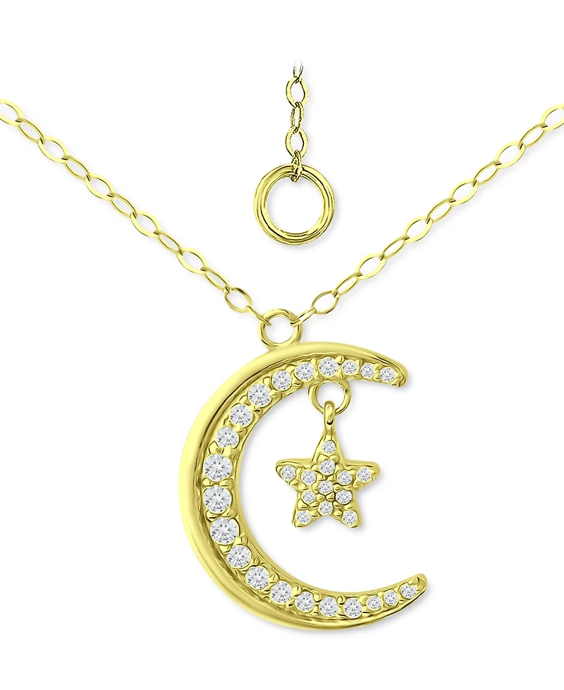 Giani Bernini Cubic Zirconia Moon & Star Pendant Necklace, 16" + 2" extender, Created for Macy's
