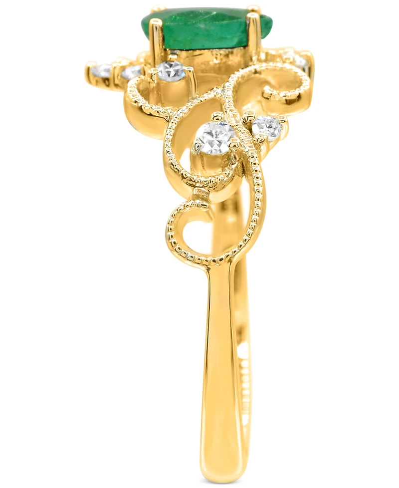 Gemstone and Diamonds (1/8 ct. t.w.) Ring Set 14k Yellow Gold
