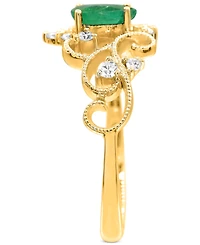 Gemstone and Diamonds (1/8 ct. t.w.) Ring Set 14k Yellow Gold