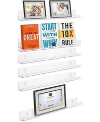 Sorbus 6 Pack Clear Wall Mounted Storage Shelves - for Home, Bathroom & More