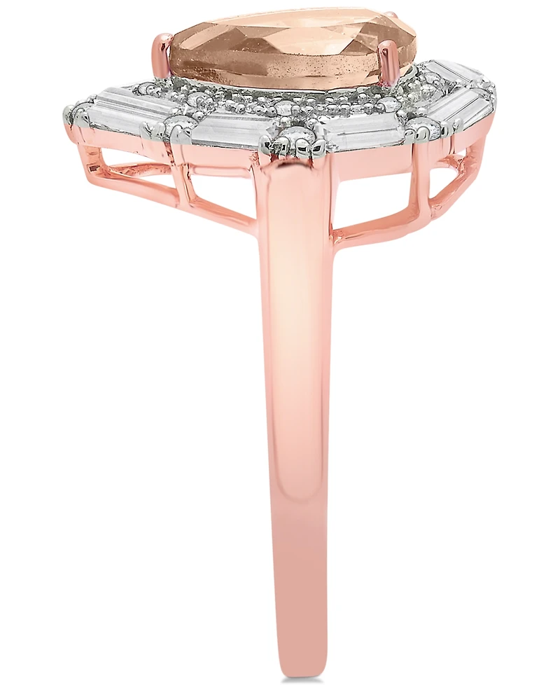 Swiss Blue Topaz (3-3/8 ct. t.w.) & White (1/6 Teardrop Halo Ring Sterling Silver (Also Amethyst Morganite)