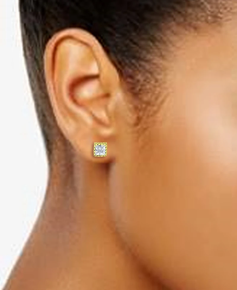 Giani Bernini Cubic Zirconia Princess Stud Earrings Sterling Silver, Created for Macy's