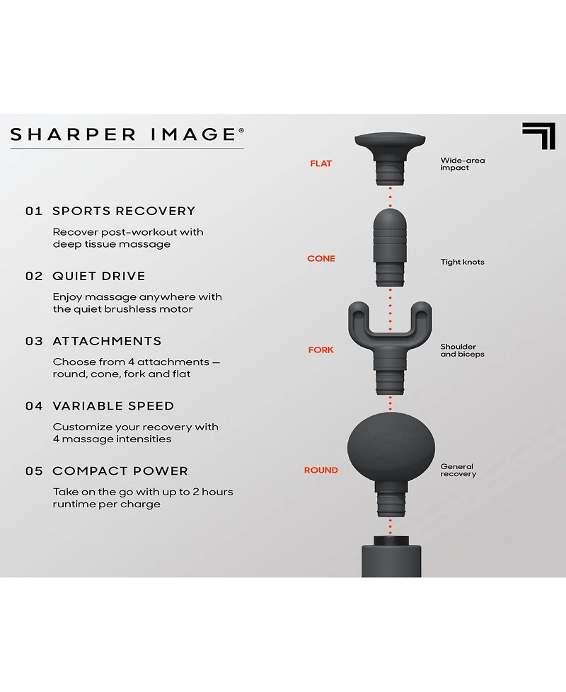 Sharper Image Powerboost Move Deep Tissue Travel Percussion Massager