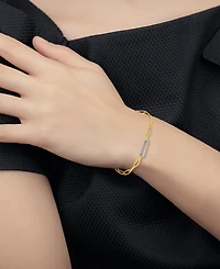 Diamond Bar Paperclip Link Chain Bracelet (1/5 ct. t.w.) in Sterling Silver & 14k Gold-Plate