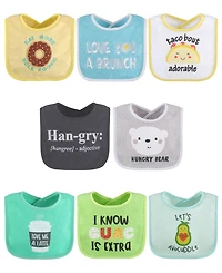 The Peanutshell Cotton Baby Bibs for Girls or Boys, 8 Pack, Green, Blue, Yellow