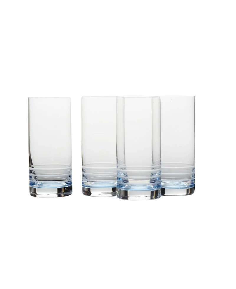 Mikasa Cal Blue Ombre Highball Glasses Set of 4, 17 oz
