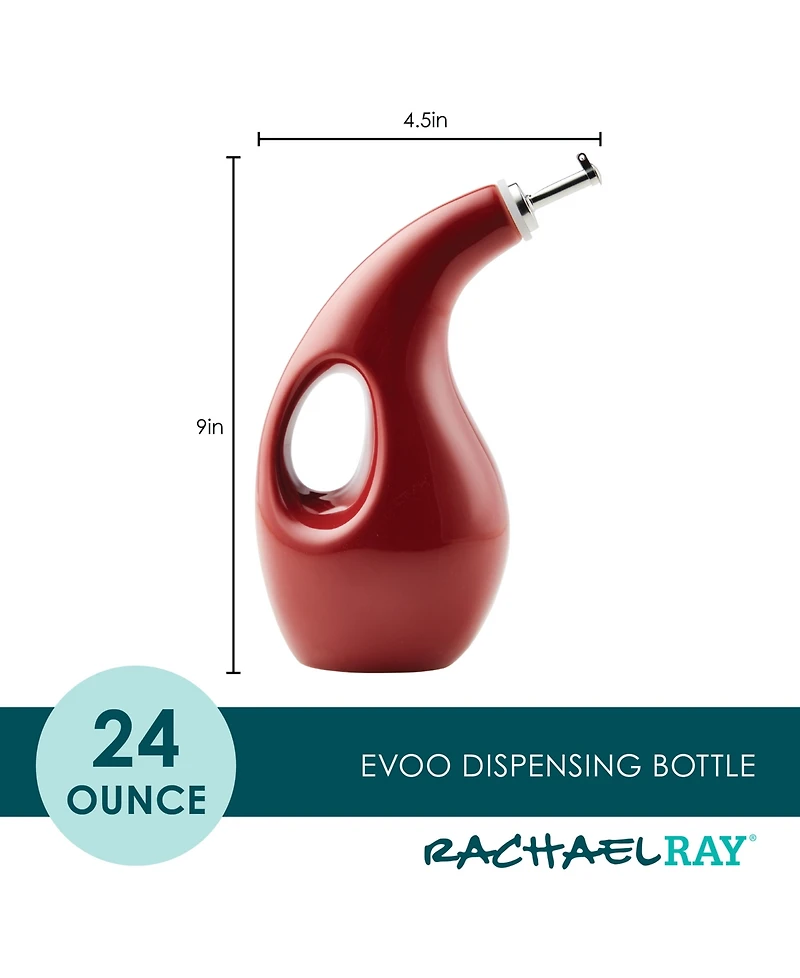 Rachael Ray Ceramic Evoo Oil and Vinegar Dispensing Bottle, 24-Ounce