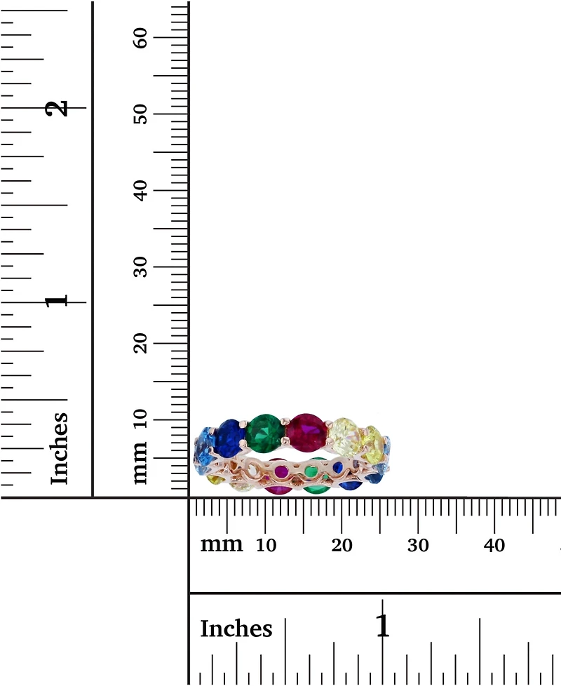 Rainbow Colored Cubic Zirconias Eternity Band 14k Rose Gold Plated Sterling Silver