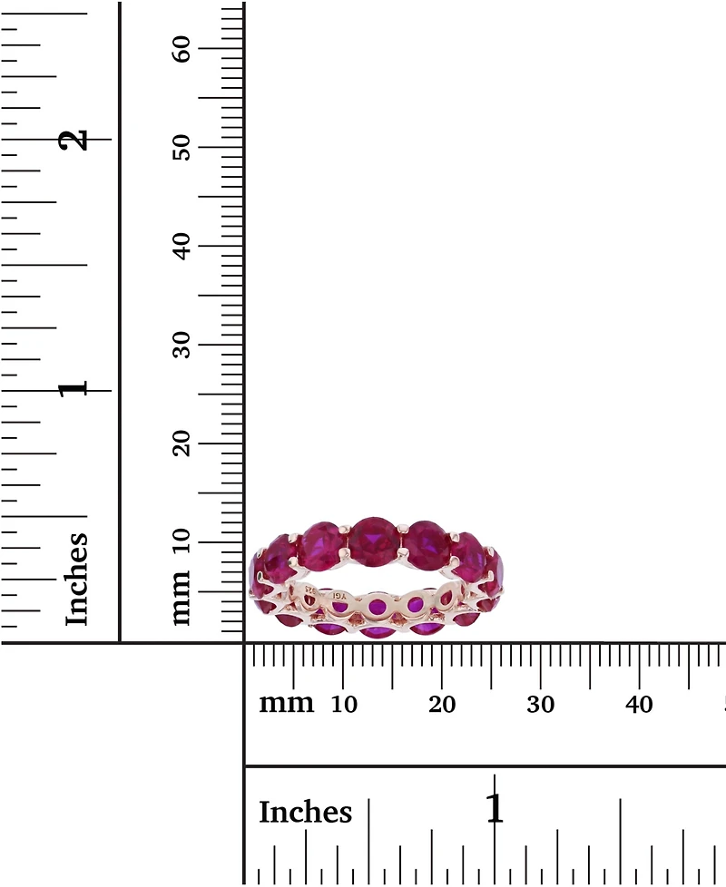 Red Cubic Zirconia Eternity Band 14k Rose Gold Plated Sterling Silver