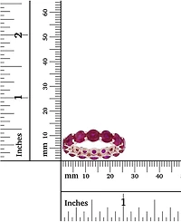 Red Cubic Zirconia Eternity Band 14k Rose Gold Plated Sterling Silver