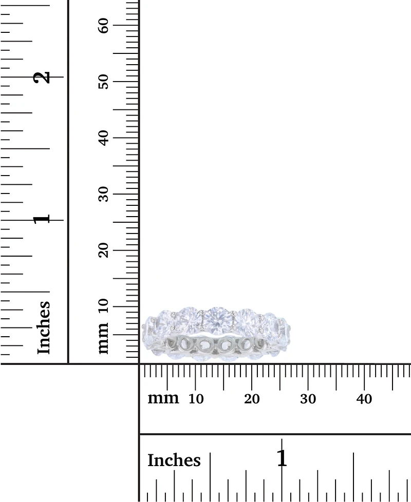 Cubic Zirconia Eternity Band Rhodium Plated Sterling Silver
