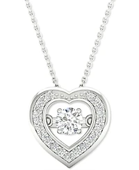 Twinkling Diamond Star Diamond Heart Halo 18" Pendant Necklace (1/4 ct. t.w.) in 10k White Gold