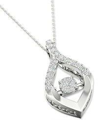 Twinkling Diamond Star Diamond Wishbone 18" Pendant Necklace (1/5 ct. t.w.) in 10k White Gold