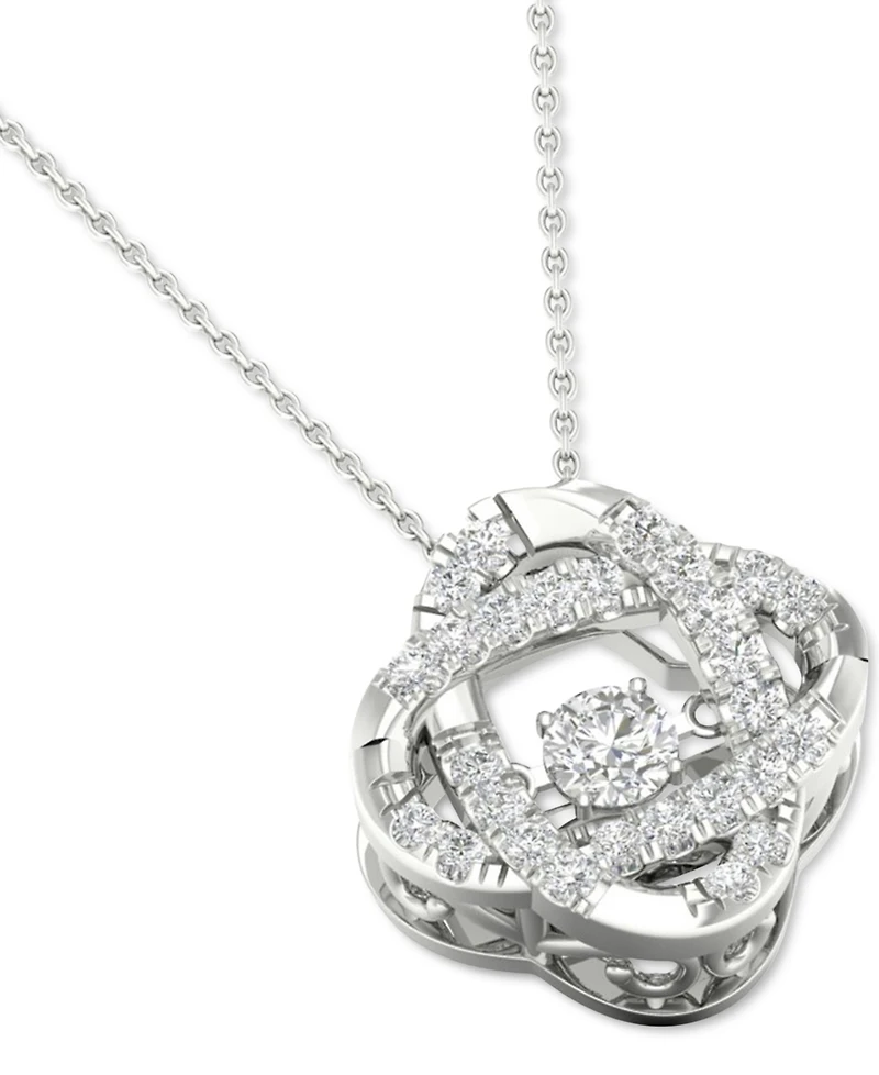 Twinkling Diamond Star Diamond Interlocking Oval 18" Pendant Necklace (1/4 ct. t.w.) in 10k White Gold